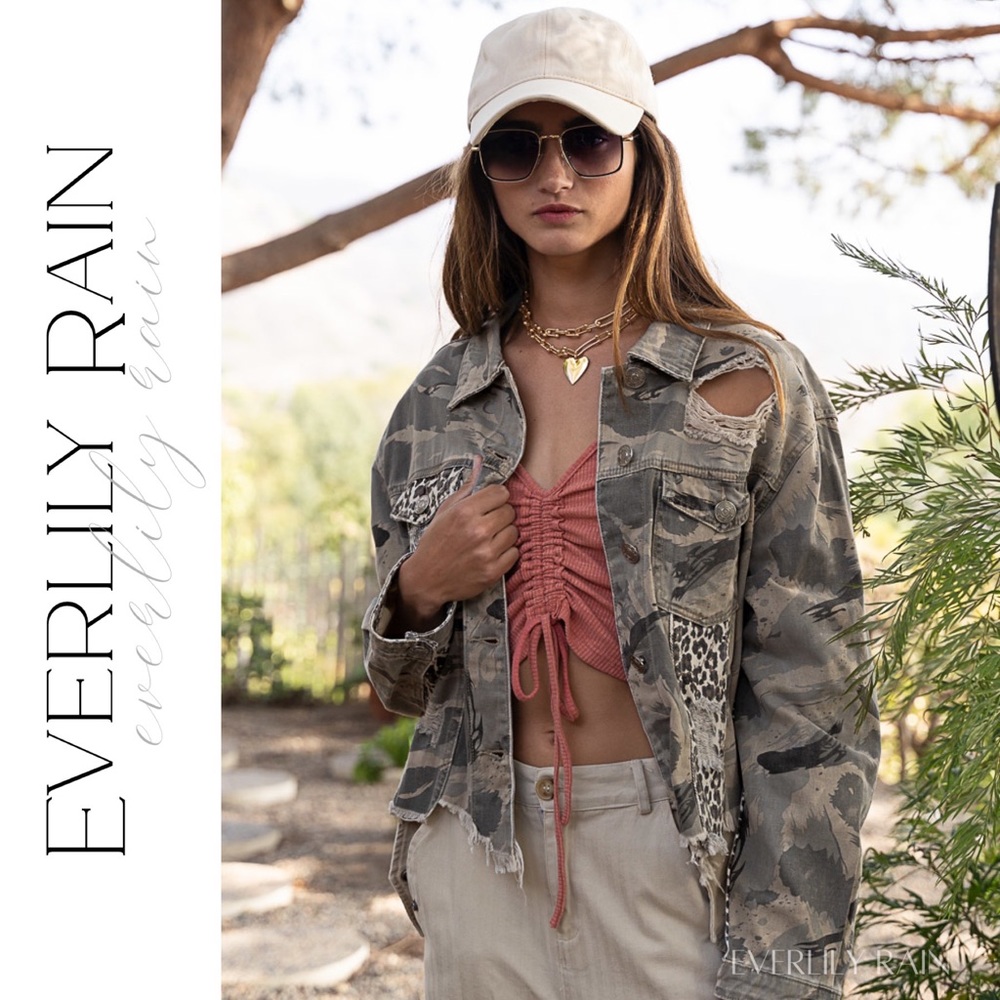 POL Camo and Leopard Print Distressed Jacket - Picture 5 of 13
